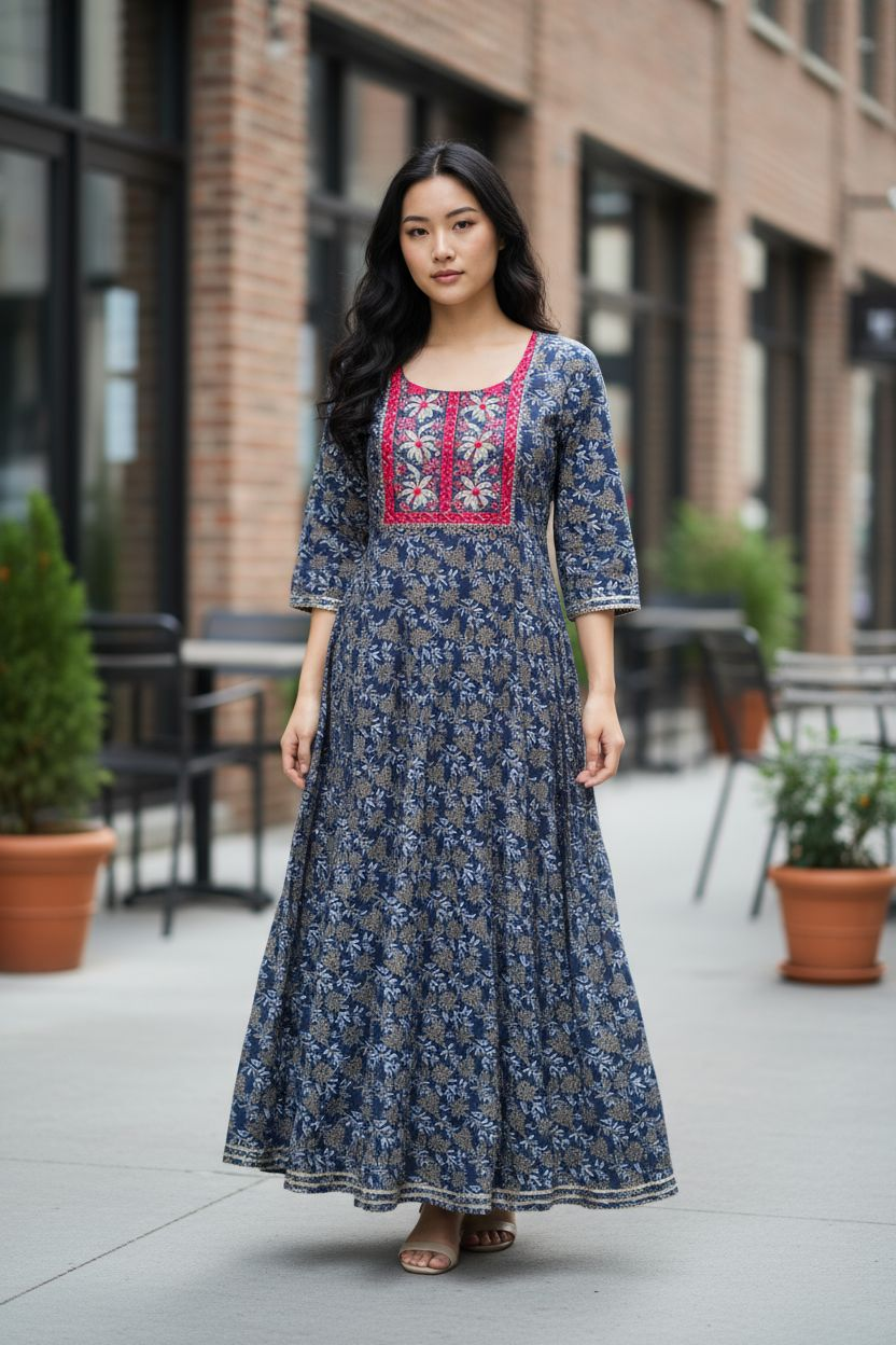 Maverick Blue Anarkali kurti