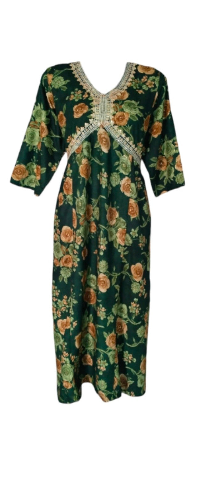 Maverick Green floral Anarkali kurti