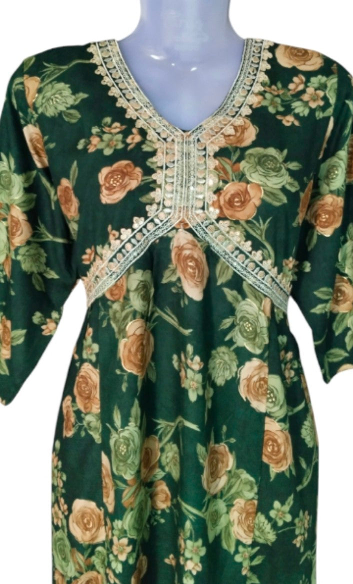 Maverick Green floral Anarkali kurti