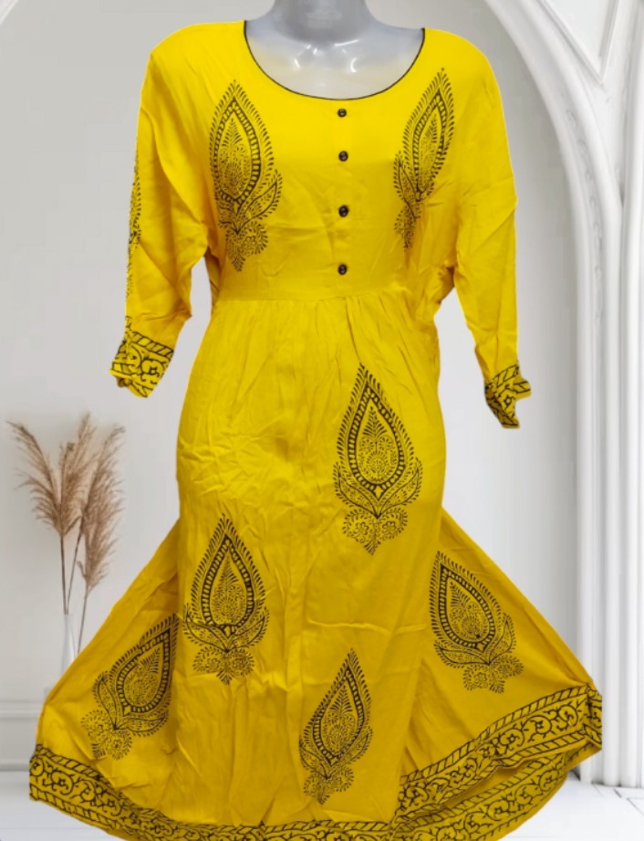 Maverick Yellow Anarkali Kurti