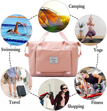 WATERPROOF FOLDING CARRY LUGGAGE BAG WITH POCKET