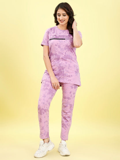 Beautiful Simple Tie Die printed Bottom and T-shirt set