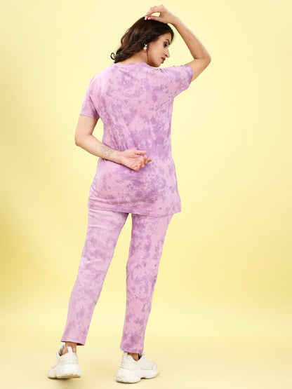 Beautiful Simple Tie Die printed Bottom and T-shirt set