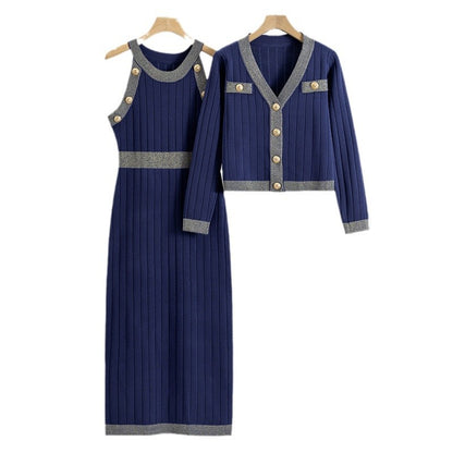 French Style Temperament Socialite High Waist Fashion Two-piece Set