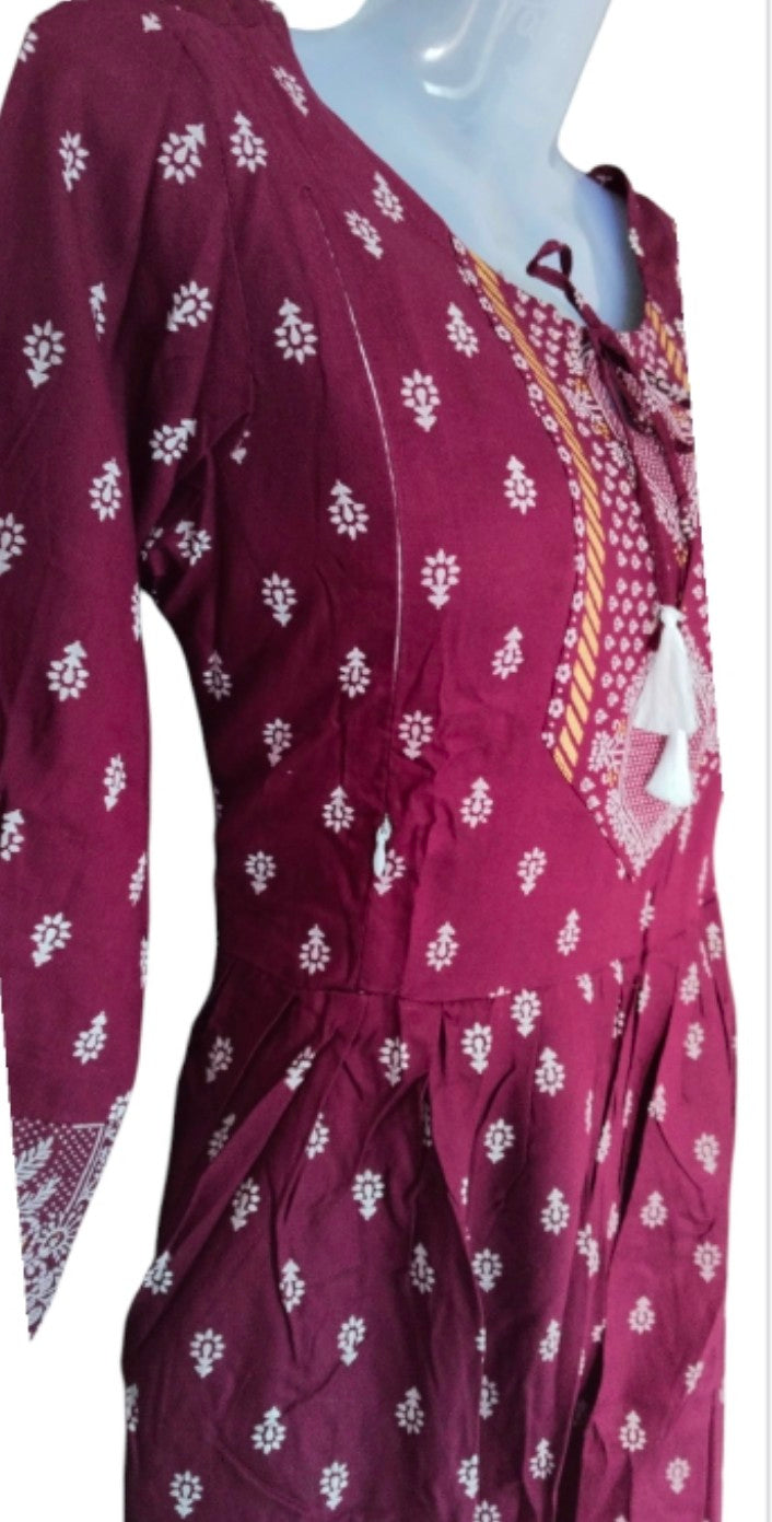 Averick Maroon Maternity Kurti