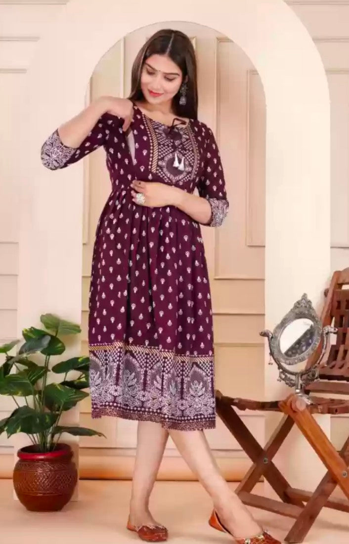 Averick Maroon Maternity Kurti