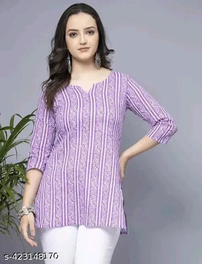 Lavender Short Kurti, Stylish Women's Pure Cotton kurti