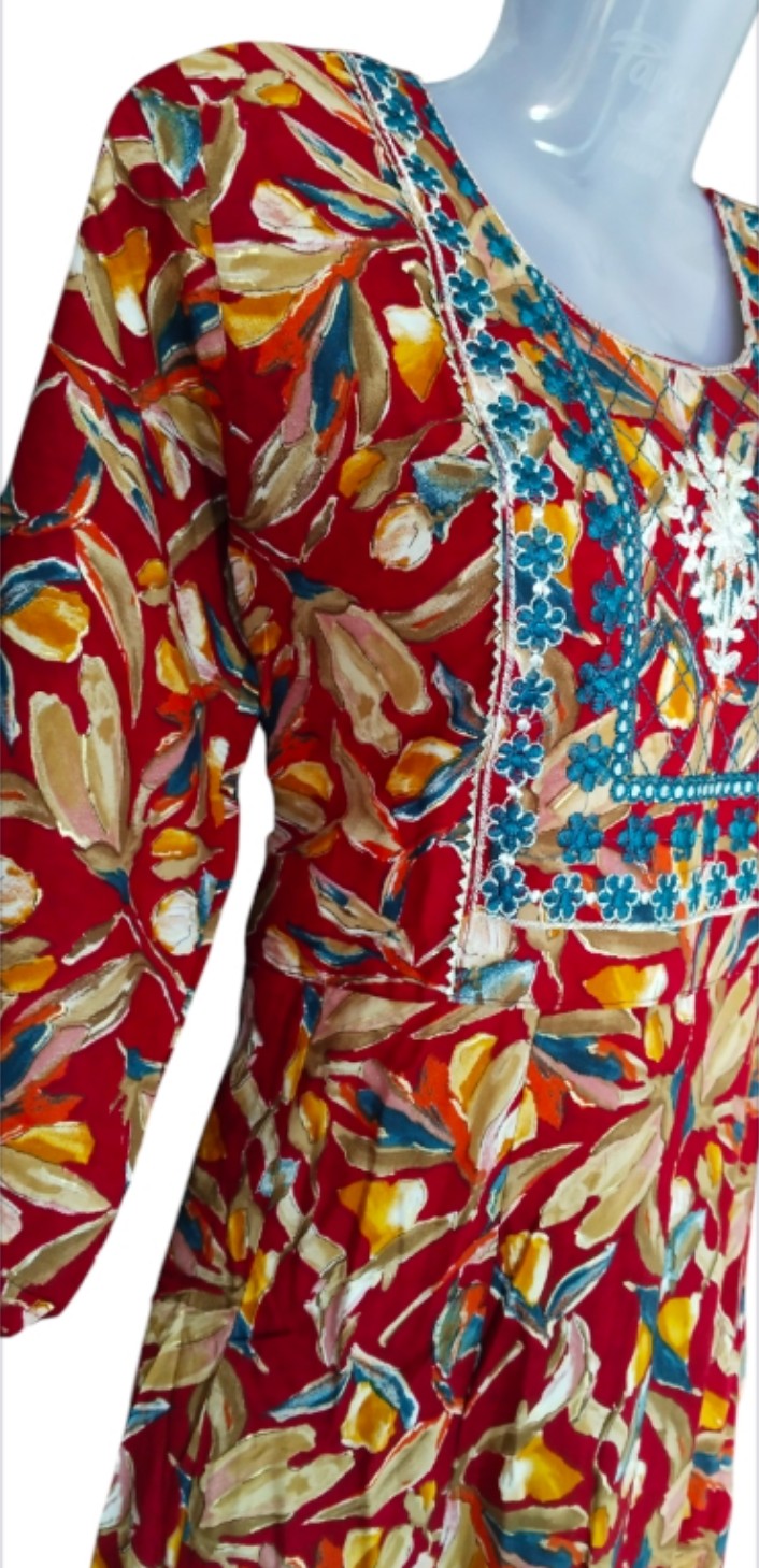 Maverick Red Anarkali Kurti