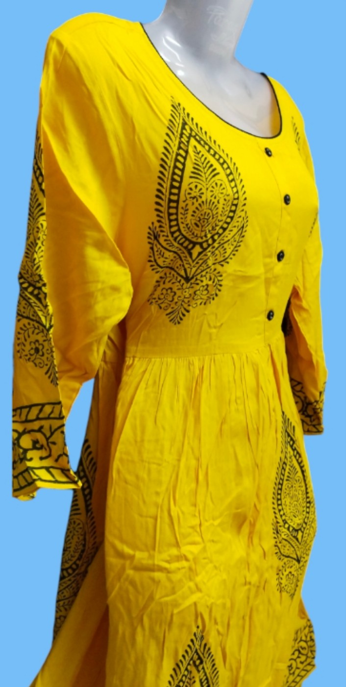 Maverick Yellow Anarkali Kurti