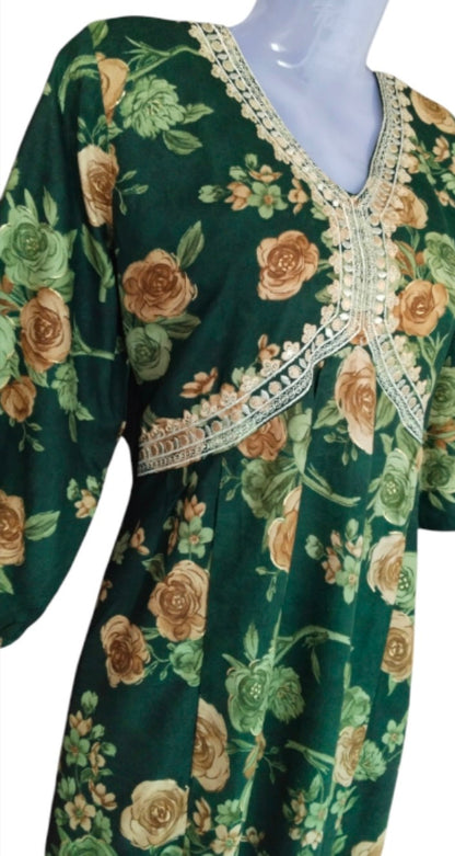 Maverick Green floral Anarkali kurti