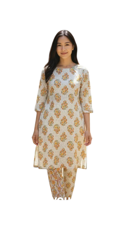 Maverick Off white cotton 2 Piece Salwar Suit