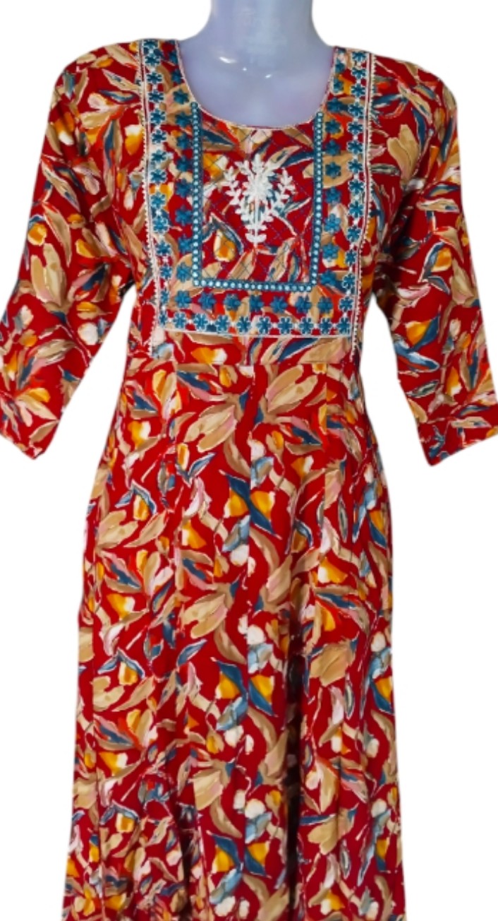 Maverick Red Anarkali Kurti