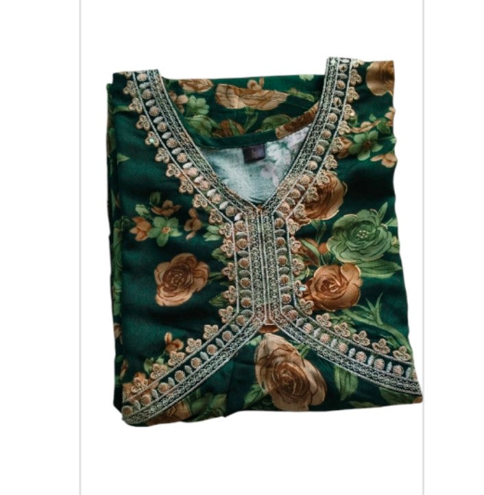Maverick Green floral Anarkali kurti