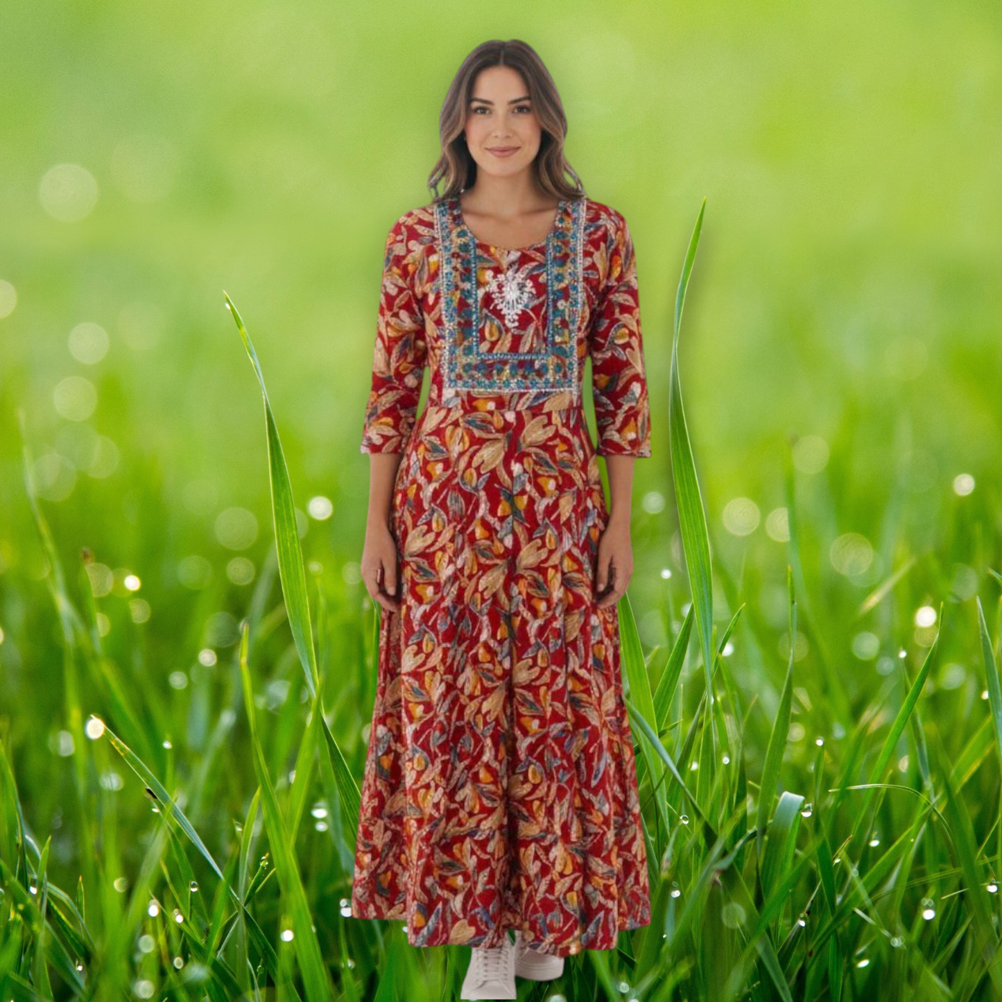 Maverick Red Anarkali Kurti