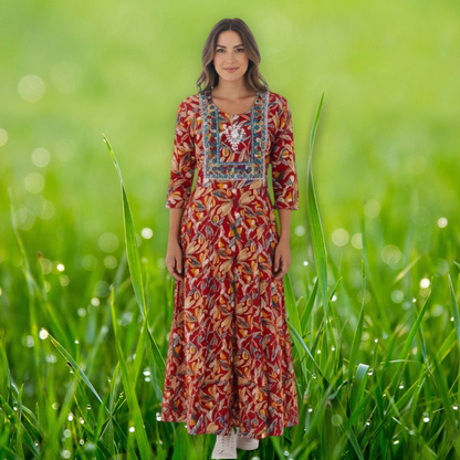 Maverick Red Anarkali Kurti