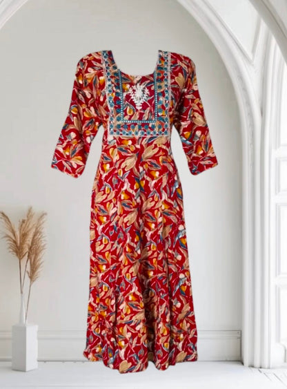 Maverick Red Anarkali Kurti