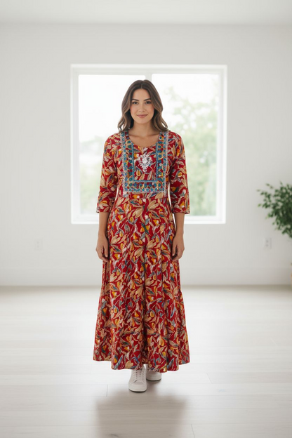 Maverick Red Anarkali Kurti