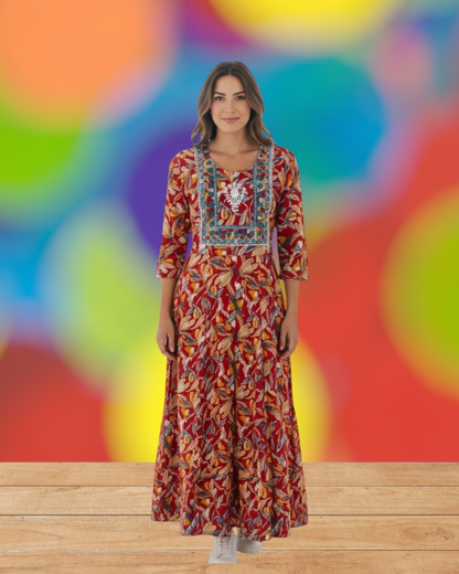 Maverick Red Anarkali Kurti