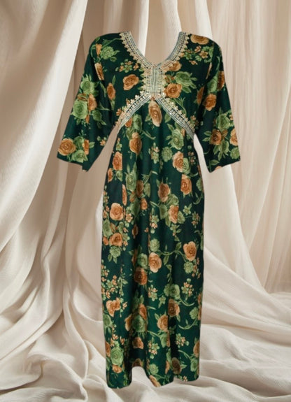 Maverick Green floral Anarkali kurti