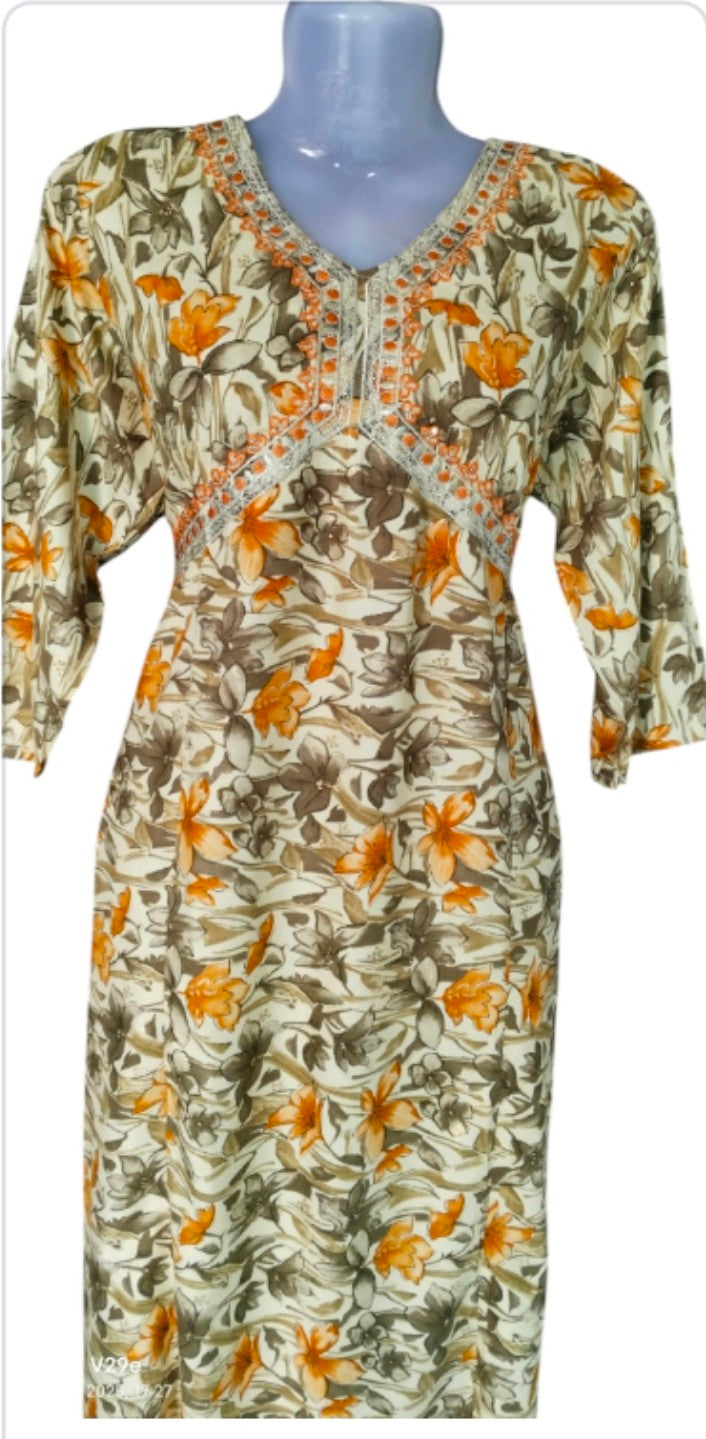 Maverick Yellow Multiple Floral Anarkali kurti