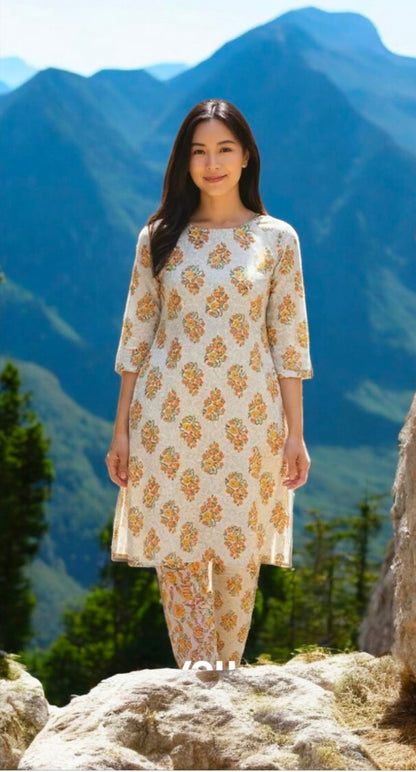 Maverick Off white cotton 2 Piece Salwar Suit